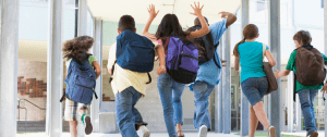 kids in hallway jumping
